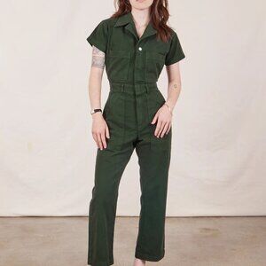 Big Bud Press Short Sleeve Jumpsuit - XS Petite, Swamp Green